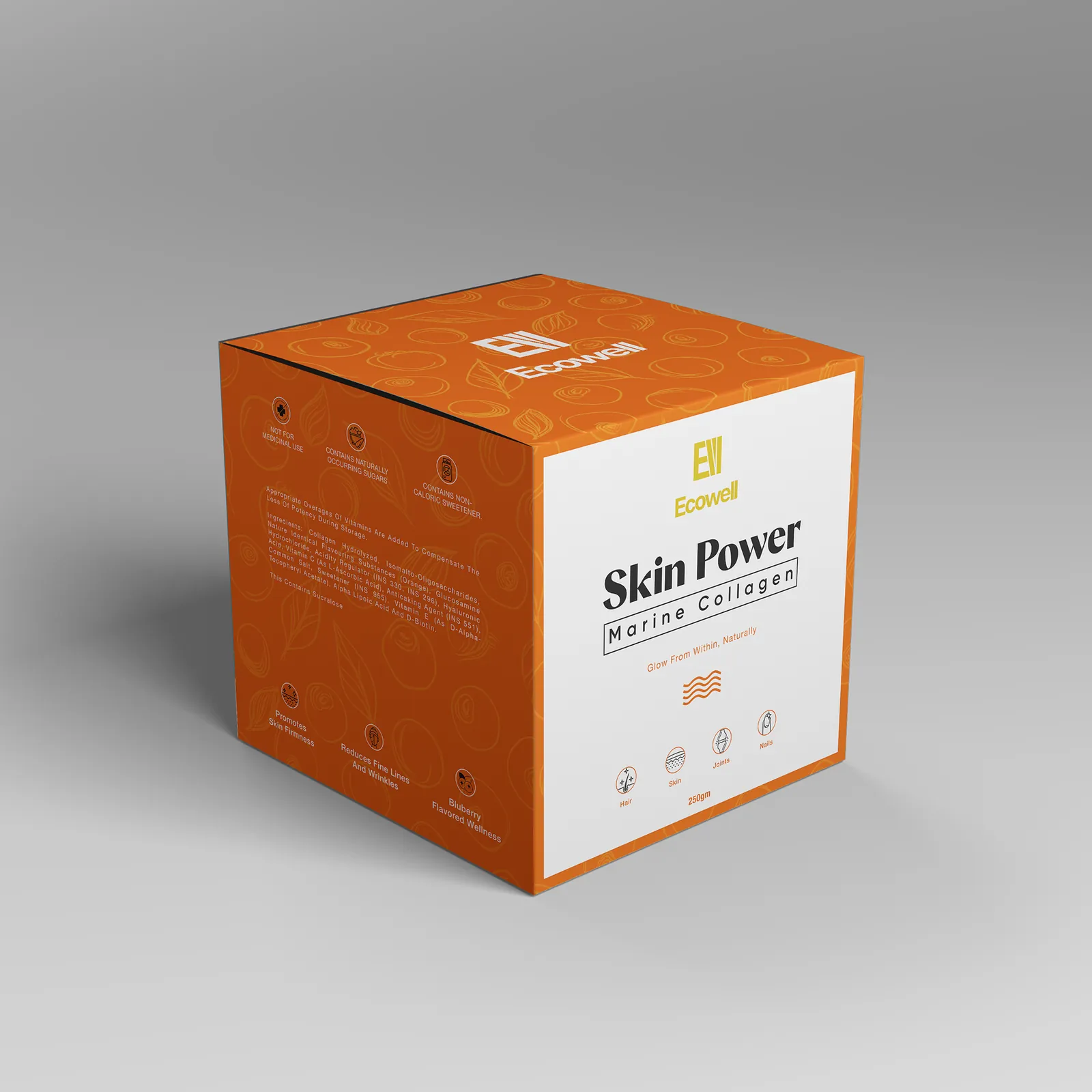 Skin Power Orange Box 3D Mockup 1